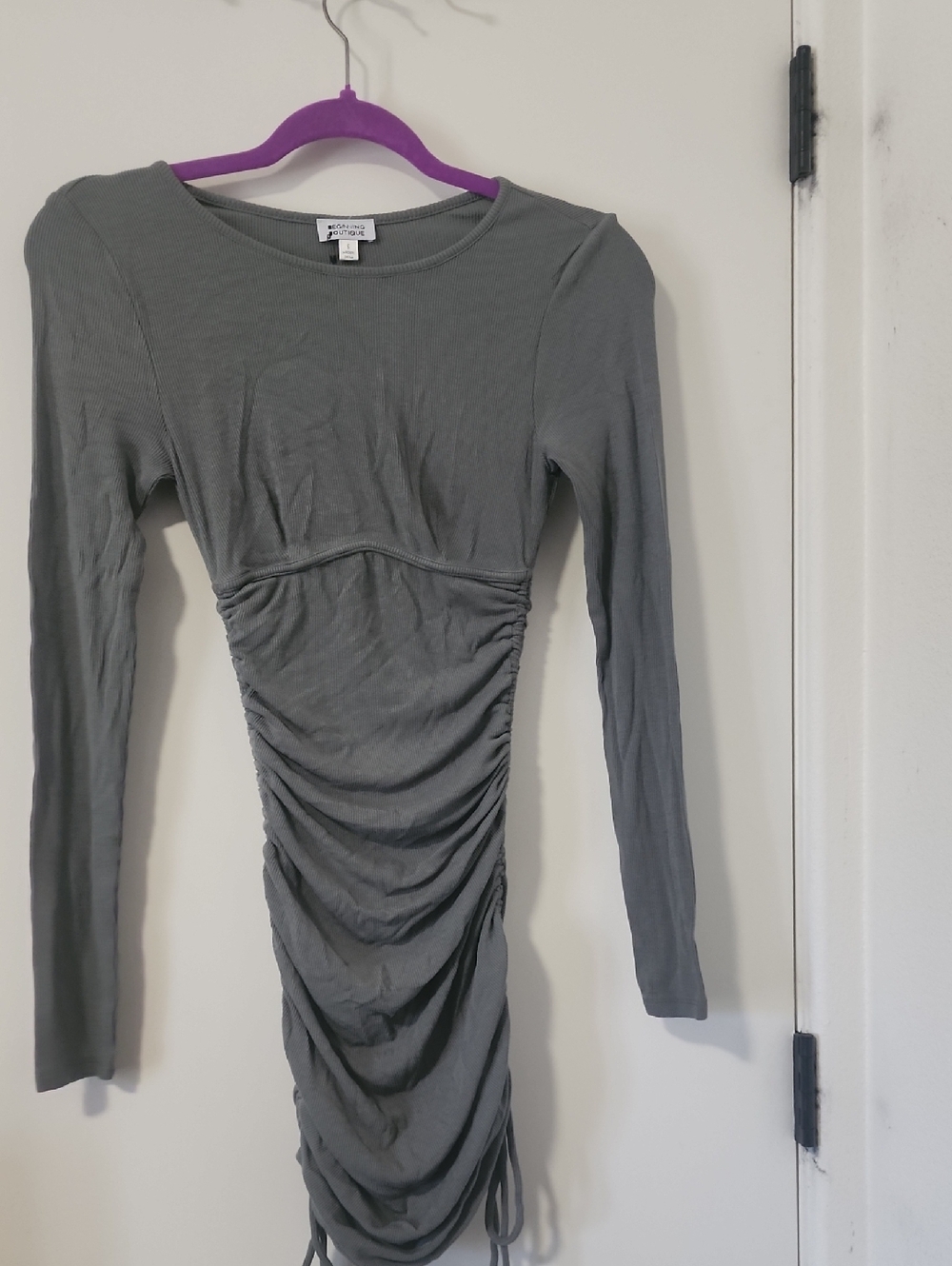 Beginning Boutique Ribbed Knit Top in Gray